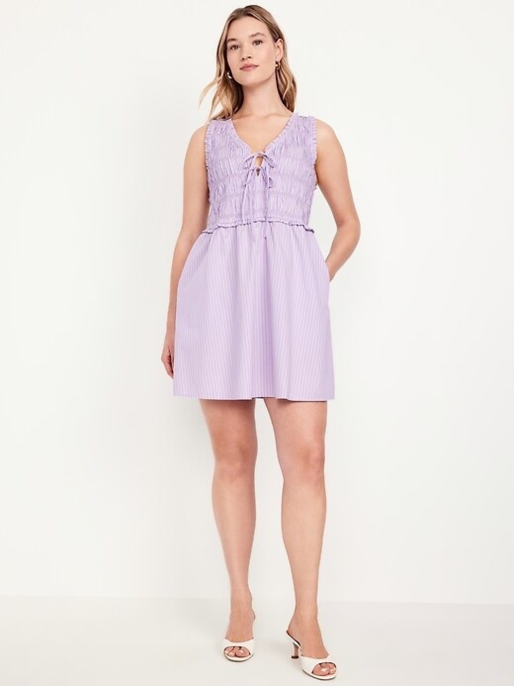 NWT Fit & Flare Smocked Bodice Mini Dress - Picture 1 of 9